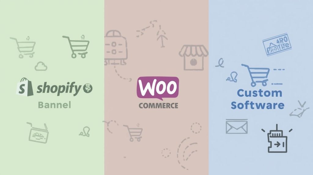Shopify versus WooCommerce versus Custom Ecommerce Solution