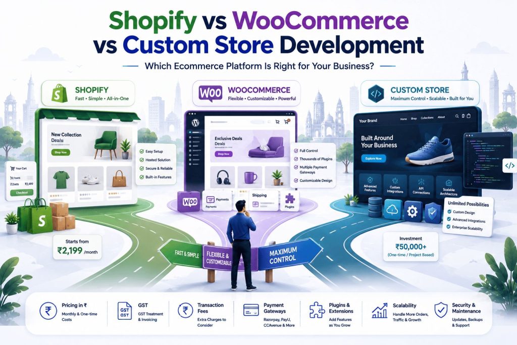 shopify vs woocomerce vs custom software