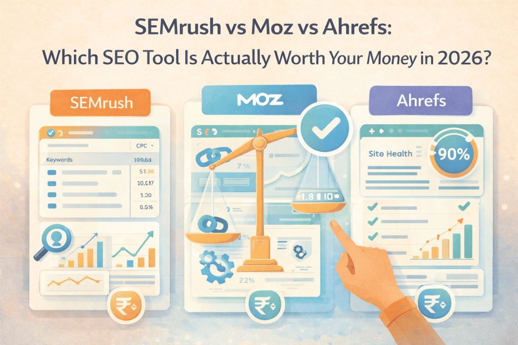 semrush, moz and ahrefs comparison of best seo tools