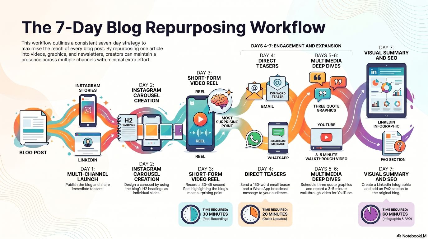 7 day blog post repurposing workflow